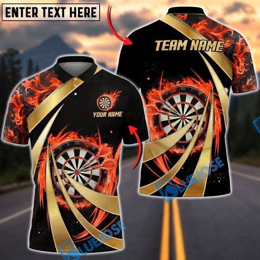 BlueJose Darts Fiery Swirl Blast Dartboard Personalized Name, Team Name Unisex Shirt (4 Colors)