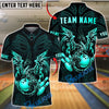 BlueJose Bowling & Pins Golden Dragon Flowing Ornamental Art Customized Name, Team Name 3D Shirt (6 Colors)