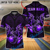 BlueJose Bowling & Pins Golden Dragon Flowing Ornamental Art Customized Name, Team Name 3D Shirt (6 Colors)