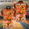 BlueJose Bowling & Pins Retro Neon Raccoon Synthwave Grid Design Customized Name, Team Name 3D Shirt (4 Colors)
