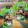 BlueJose Bowling & Pins Cool Chimp Monkey Smoking Cigar Graffiti Art Customized Name, Team Name 3D Shirt (4 Colors)