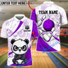BlueJose Bowling & Pins Cute Panda Cartoon Design Customized Name, Team Name 3D Shirt (4 Colors)