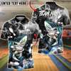 BlueJose Bowling & Pins Shark Lightning Graphic Customized Name, Team Name 3D Shirt (6 Colors)