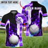 BlueJose Golf Flaming Golf Ball Black Gold Geometric Personalized Name, Team Name 3D Shirt (6 Colors)