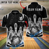 BlueJose Bowling & Pins Neon Glow Pins Grid Customized Name, Team Name 3D Shirt (6 Colors)