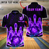 BlueJose Bowling & Pins Neon Glow Pins Grid Customized Name, Team Name 3D Shirt (6 Colors)