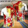 BlueJose Bowling & Pins Gold Splatter Paint Hexagon Texture Customized Name, Team Name 3D Shirt (4 Colors)