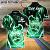 BlueJose Bowling & Pins Lightning Energy Shirt Electric Strike Ball Design Customized Name, Team Name 3D Shirt (4 Colors)