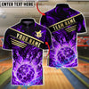 BlueJose Bowling & Pins Molten Lava Magma Design Customized Name, Team Name 3D Shirt (4 Colors)