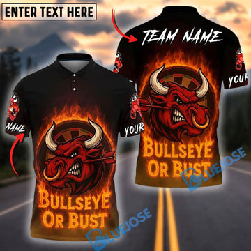 BlueJose Darts Flaming Bull Rage Multicolor Options Personalized Name Shirt (4 Colors)