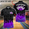 BlueJose Bowling And Pins Flaming Ball Strike Explosion Pins Graphic Customized Name, Team Name 3D Shirt (4 Colors)