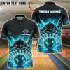 BlueJose Bowling And Pins Electric Shark Strike Lightning Energy Design Customized Name, Team Name 3D Shirt (4 Colors)
