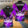 BlueJose Bowling And Pins Black Strike Pins Lightning Motion Graphic Customized Name, Team Name 3D Shirt (4 Colors)