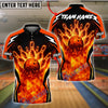 BlueJose Bowling And Pins Fire Strike Ball Explosion Pins Power Graphic Customized Name, Team Name 3D Shirt (4 Colors)