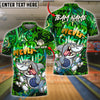 BlueJose Bowling And Pins Graffiti Shark Neon Street Style Art Customized Name, Team Name 3D Shirt (4 Colors)