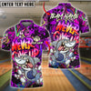 BlueJose Bowling And Pins Graffiti Shark Neon Street Style Art Customized Name, Team Name 3D Shirt (4 Colors)