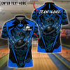 BlueJose Bowling And Pins Snake Strike Ball Lightning Coil Power Graphic Customized Name, Team Name 3D Shirt (4 Colors)
