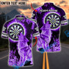 BlueJose Darts Fire Moonlight Dartboard Wolf Personalized Name, Team Name Shirt (4 Colors)
