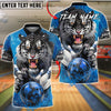 BlueJose Bowling & Pins Fierce Gray Tiger Power  Customized Name, Team Name 3D Shirt (4 Colors)