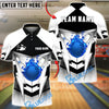 BlueJose Bowling & Pins Lightning Strike Fire Ball Graphic Customized Name, Team Name 3D Shirt (4 Colors)
