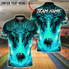 BlueJose Bowling & Pins Dragon Fire Breath Flaming Ball Graphic Customized Name, Team Name 3D Shirt (4 Colors)