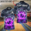 BlueJose Bowling & Pins Flaming Impact Storm Strike Graphic Customized Name, Team Name 3D Shirt (4 Colors)