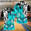 BlueJose Bowling & Pins Flame Splash Power Strike Customized Name, Team Name 3D Shirt (4 Colors)