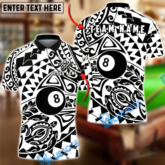 BlueJose Billiards Ball 8 Tribal Abstract Pattern Personalized Name Shirt (6 Colors)