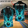 BlueJose Bowling And Pins Flaming Wolf Fire Ball Customized Name, Team Name 3D Shirt (4 Colors)