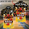 BlueJose Bowling Beer Bull Wheat Pattern Customized Name, Team Name 3D Shirt (4 Colors)