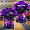 BlueJose Bowling & Pins Black Panther Power Smash Customized Name, Team Name 3D Shirt (4 Colors)