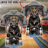 BlueJose Bowling & Pins Royal Panther Crown Customized Name, Team Name 3D Shirt (6 Colors)