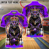 BlueJose Bowling & Pins Royal Panther Crown Customized Name, Team Name 3D Shirt (6 Colors)