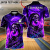 BlueJose Bowling & Pins Flaming Skull Moon Rose Chain Customized Name, Team Name 3D Shirt (4 Colors)