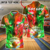 BlueJose Bowling & Pins Neon Wolf Cosmic Galaxy Bowling Art Customized Name, Team Name 3D Shirt (4 Colors)
