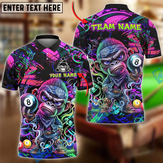 BlueJose Billiards Angry Monkey Pool 8 Ball Neon Graffiti Personalized Shirt