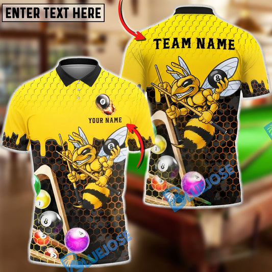 BlueJose Billiards Angry Bee 8 Ball Honeycomb Personalized Shirt