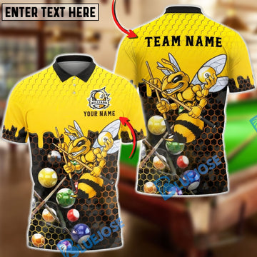 BlueJose Billiards Angry Bee 9 Ball Honeycomb Personalized Shirt