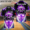 BlueJose Bowling And Pins Flaming Into Skull Strike Customized Name, Team Name 3D Shirt (4 Colors)