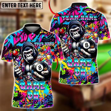 BlueJose Billiards Gorilla 8 Pool Graffiti Game On Personalized Shirt
