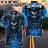 BlueJose Darts Creepy Clown Dark Glowing Eyes Dartboard Graphic Personalized Name, Team Name Unisex Shirt (4 Colors)