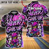BlueJose Bowling And Pins Punk Teddy Bear Never Give Up Graffiti Customized Name, Team Name 3D Shirt (4 Colors)
