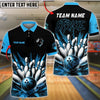 BlueJose Bowling And Pins Strike Dynamic Splash Design Customized Name, Team Name 3D Shirt (4 Colors)