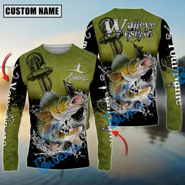 Bluejose Walleye Fishing Anchor Design Custom Name & Team Name 3D Shirts