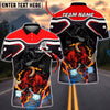 BlueJose Darts Flaming Bull Power Multicolor Options Personalized Name Shirt (4 Colors)