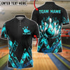 BlueJose Bowling & Pins Fire Graphic Flame Design Customized Name, Team Name 3D Shirt (4 Colors)