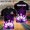 BlueJose Bowling & Pins Flame Fire & Marble Ball Art Customized Name, Team Name 3D Shirt (4 Colors)