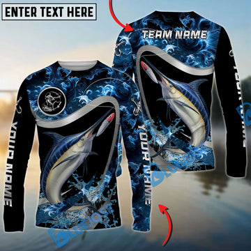 Bluejose Marlin Fishing Ocean Wave Predator Custom Name & Team Name 3D Shirts