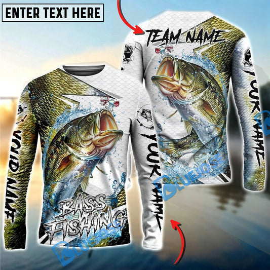 Bluejose Bass Fishing Dynamic Splash Skin Net Art Custom Name & Team Name 3D Shirts