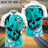 BlueJose Bowling & Pins Flaming Skull Strike Customized Name, Team Name 3D Shirt (4 Colors)